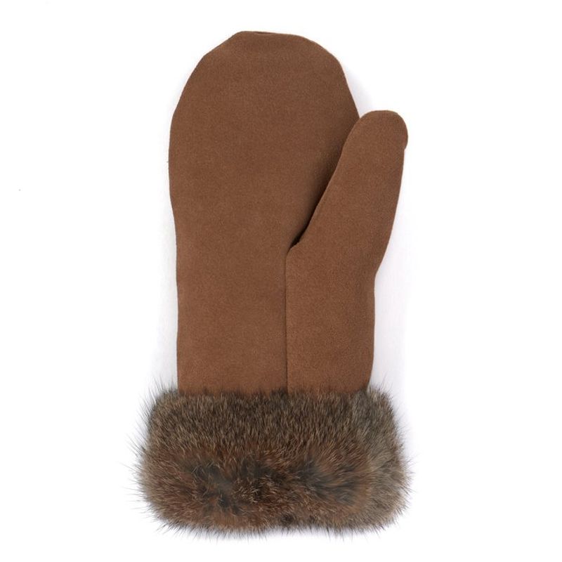 Manitobah- Fur trim mitt- oak