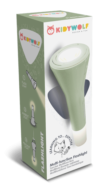 Lommelykt til barn med flere funksjoner – Kidywolf (3-i-1 lampe)